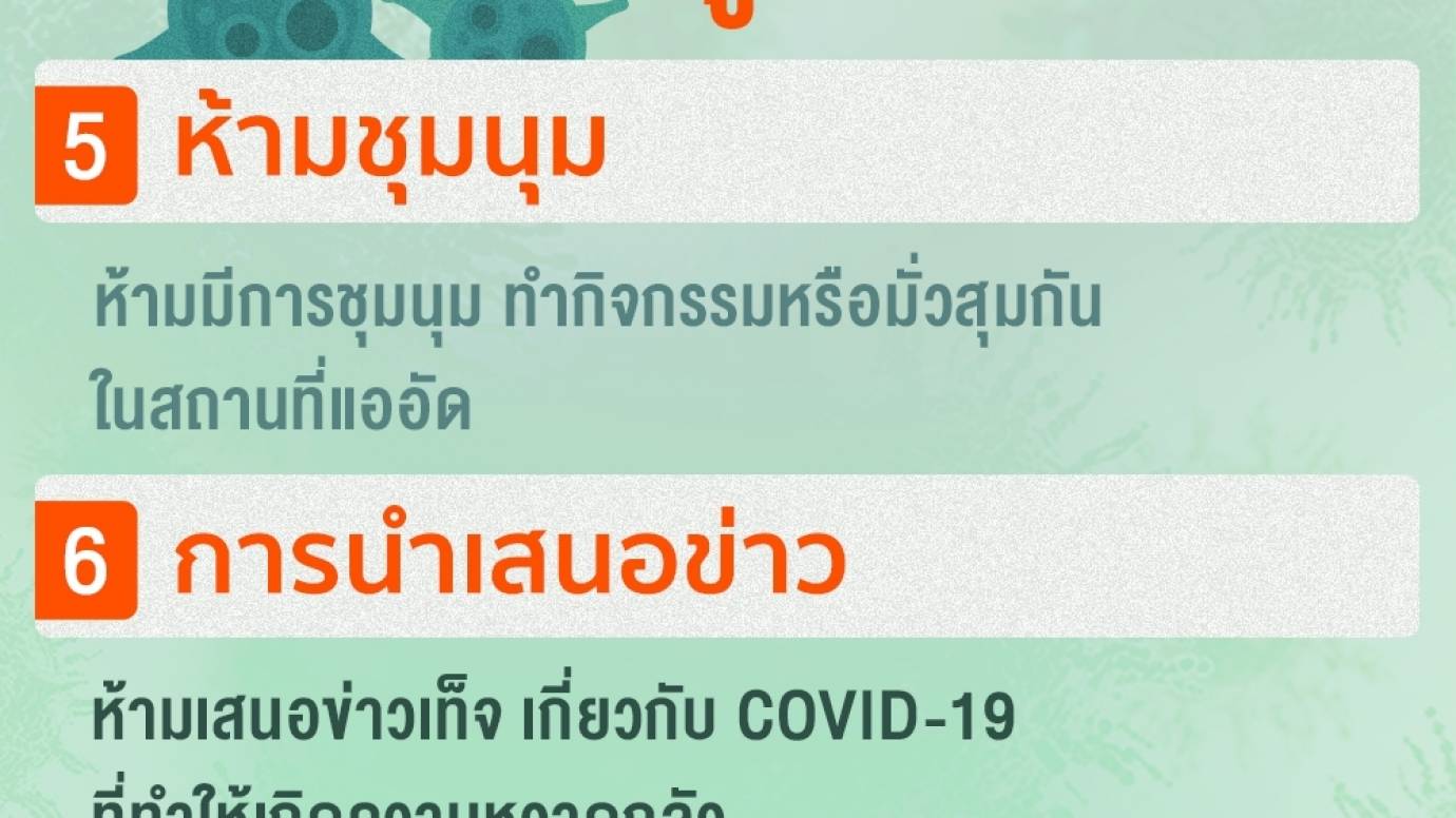 ข้อกำหนด พ.ร.ก.ฉุกเฉิน สู้ COVID-19