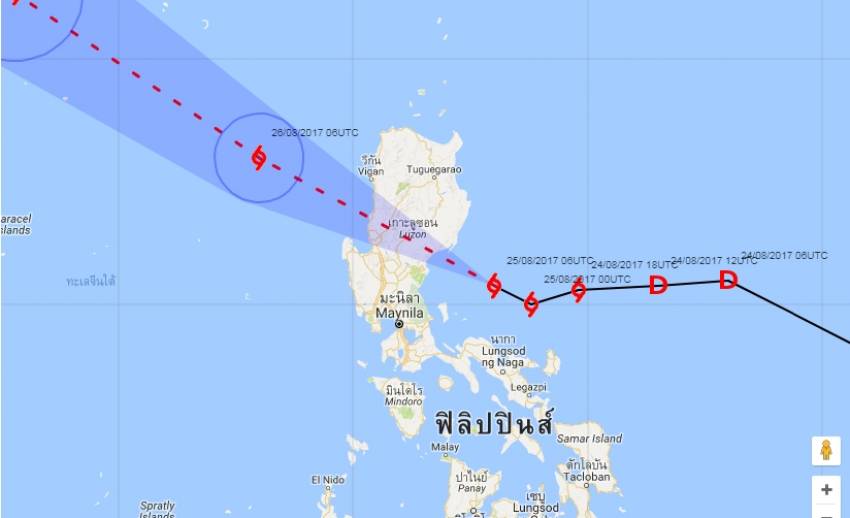 กรมอุตุฯ ประกาศ พายุโซนร้อน “ปาข่า” คาดเลื่อนผ่านประเทศฟิลิปปินส์ ยังไม่กระทบไทย 