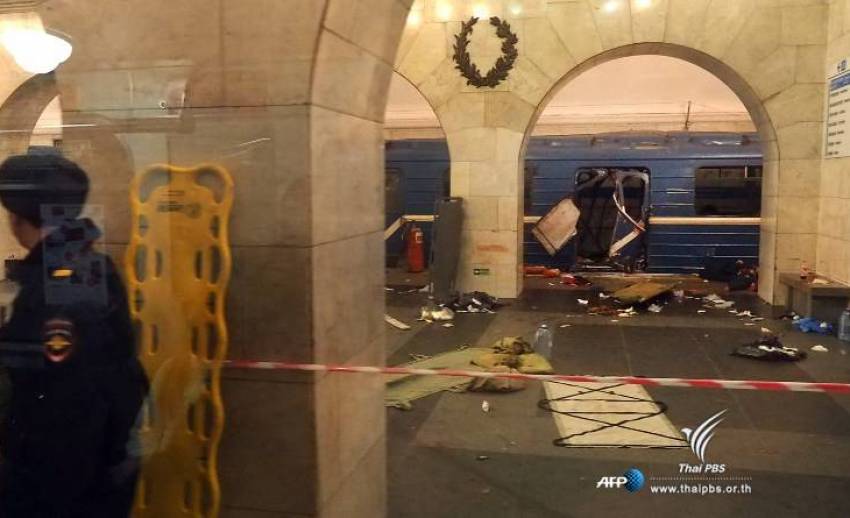 ระเบิดรถไฟใต้ดินในนครเซนต์ปีเตอร์สเบิร์ก รัสเซีย เสียชีวิตอย่างน้อย 10 คน 