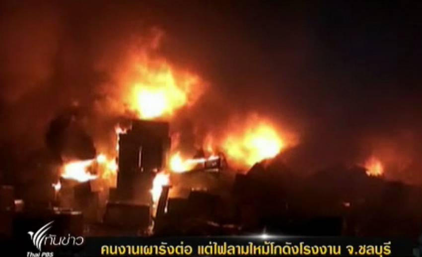 คนงานเผารังต่อ แต่ไฟลามไหม้โกดังโรงงาน จ.ชลบุรี