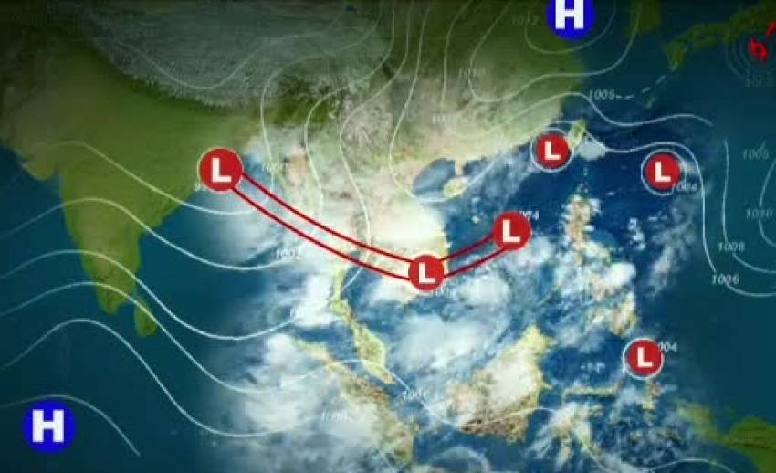 อิทธิพลมรสุม ภาคกลาง-ใต้-ตะวันออก มีฝนตกเป็นส่วนมาก คลื่นลมแรง