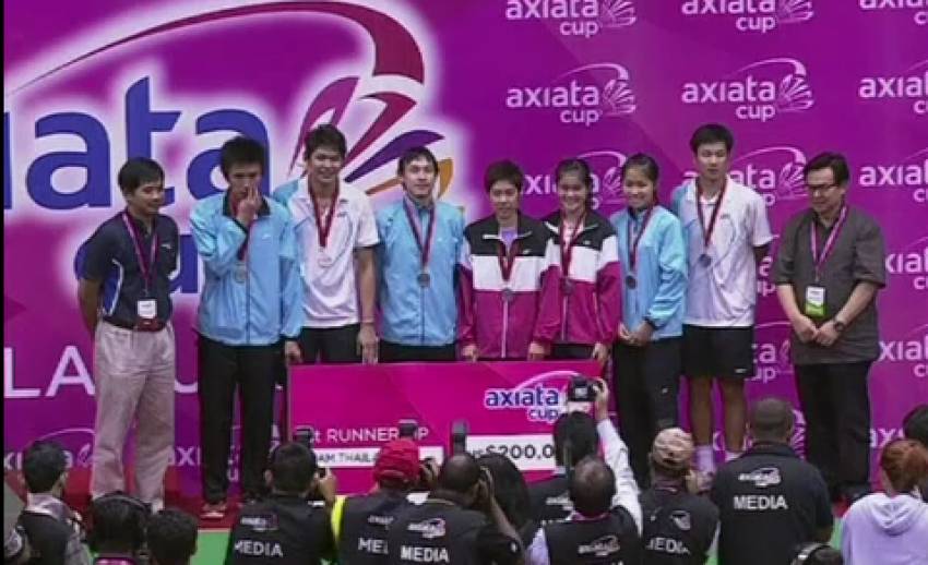 ทีมแบดมินตันไทยพ่ายทีมมาเลเซีย 1-3 คู่ คว้ารองแชมป์แบดมินตันเอเชียต้า คัพ