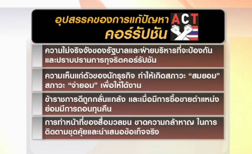 องค์กรต่อต้านฯ เผยคอร์รัปชั่นในไทยมีแนวโน้มรุนแรงขึ้น
