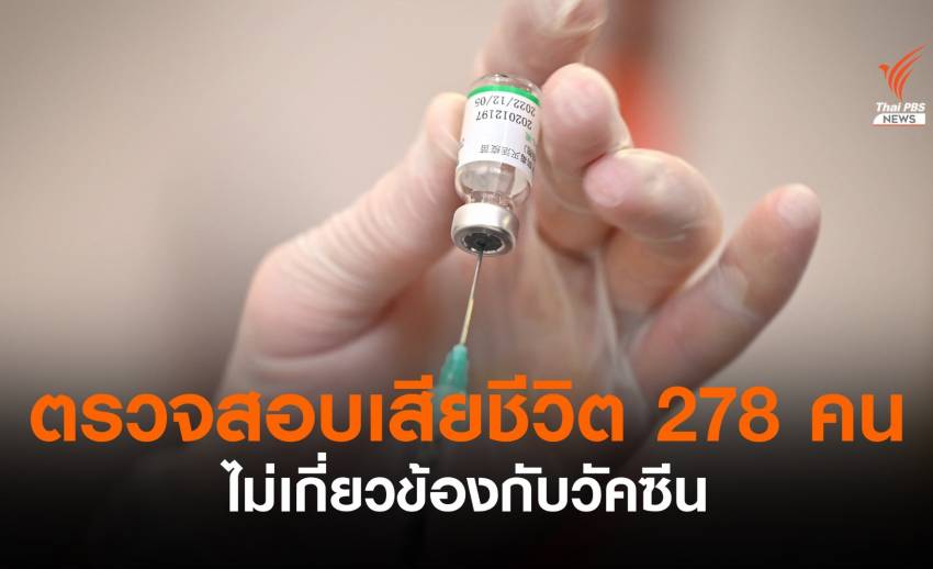 สธ.เผยผลตรวจสอบ 278 คนเสียชีวิตไม่เกี่ยวกับวัคซีน
