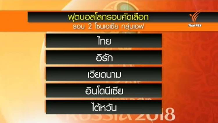 จับสลากบอลโลก ไทยร่วมสายอิรัก-อินโดฯ-เวียดนาม-ไต้หวัน
