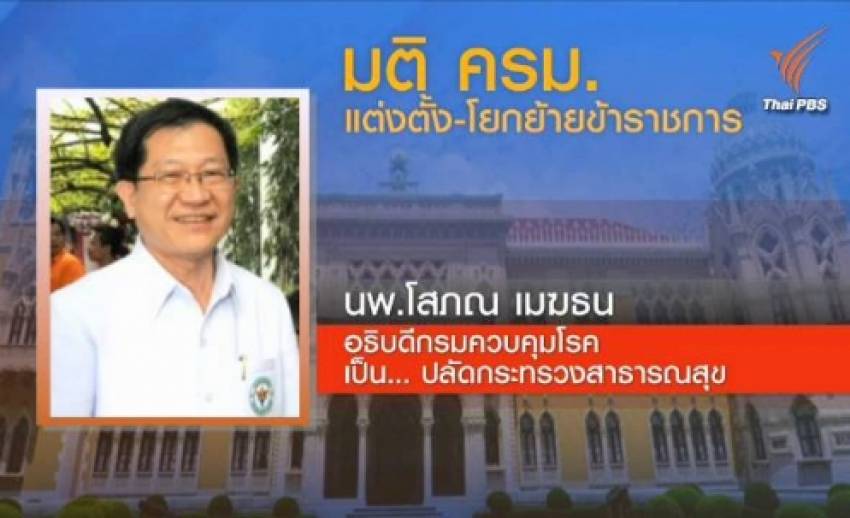 มติครม.แต่งตั้ง "นพ.โสภณ" ปลัดสธ.คนใหม่ "วรเมธี" เลขาฯสศช.-ต่ออายุ "อำพน" อีก 1 ปี