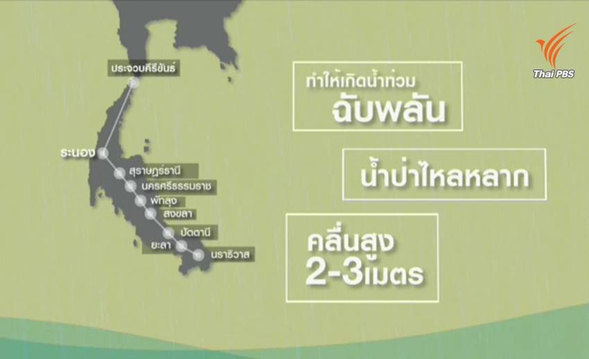 กรมอุตุฯ เตือนภาคใต้ฝั่งอ่าวไทยรับมือน้ำท่วม-น้ำป่าจากฝนตกหนัก 22-23 ธ.ค.นี้