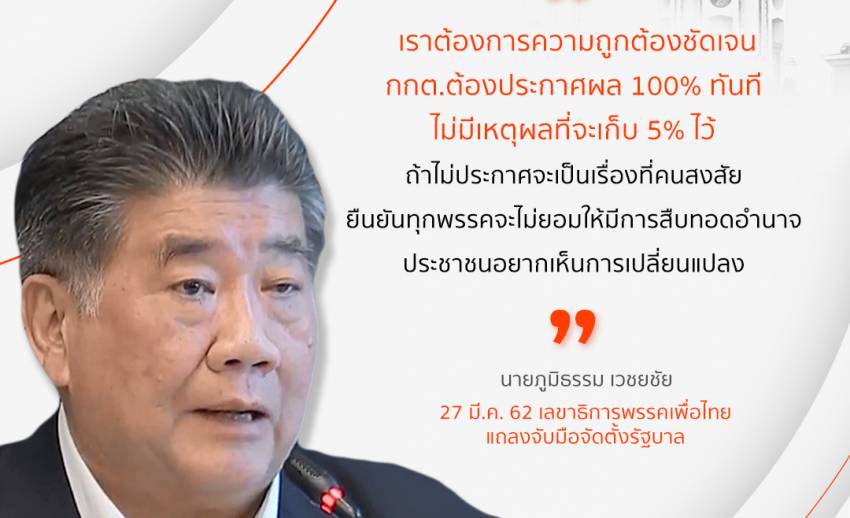 ภูมิธรรม ระบุ มิ่งขวัญติดภารกิจแต่ยืนยันร่วมอุดมการณ์