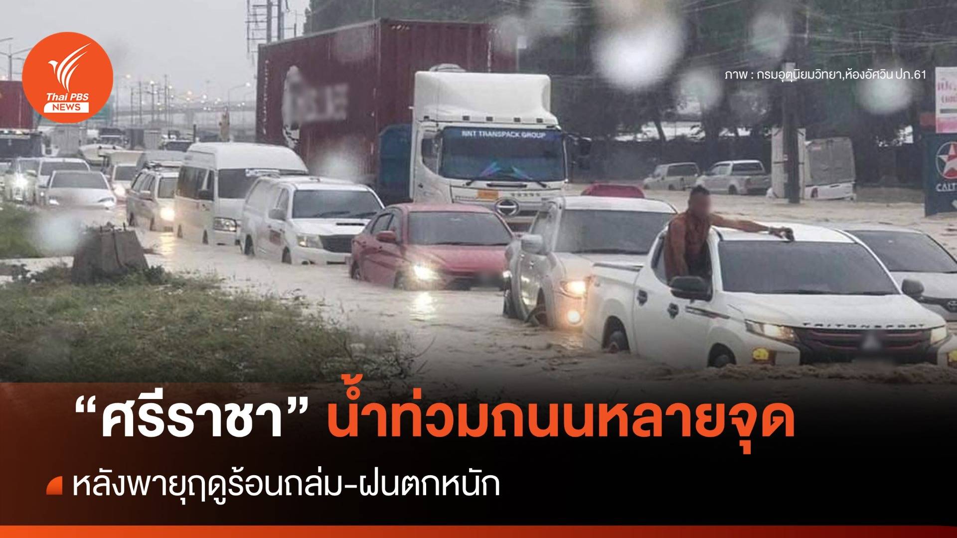 "ศรีราชา" น้ำท่วมถนนหลายจุด หลังฝนตกหนัก