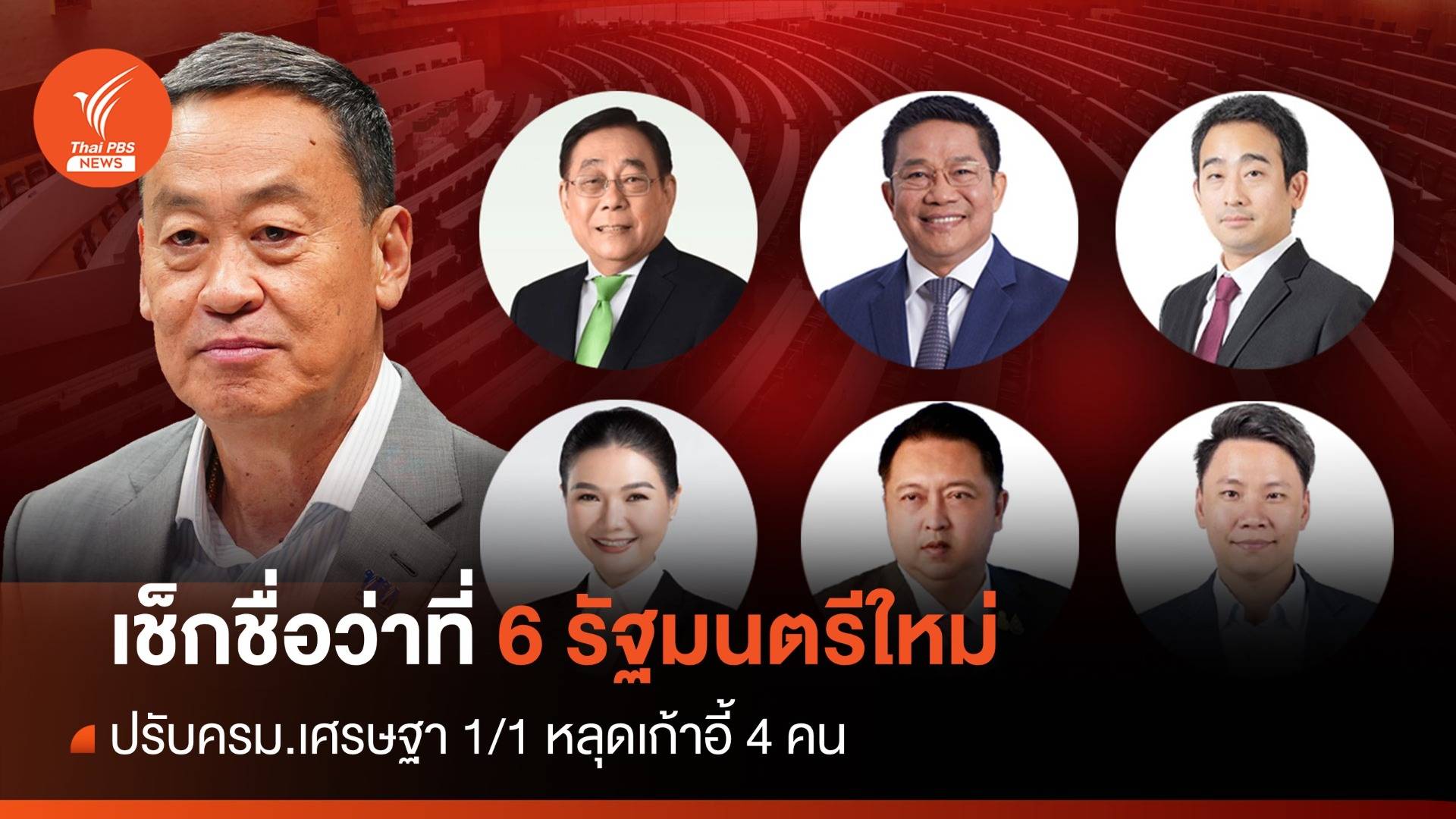 เช็กชื่อว่าที่ 6 รัฐมนตรีใหม่ปรับครม.เศรษฐา 1/1