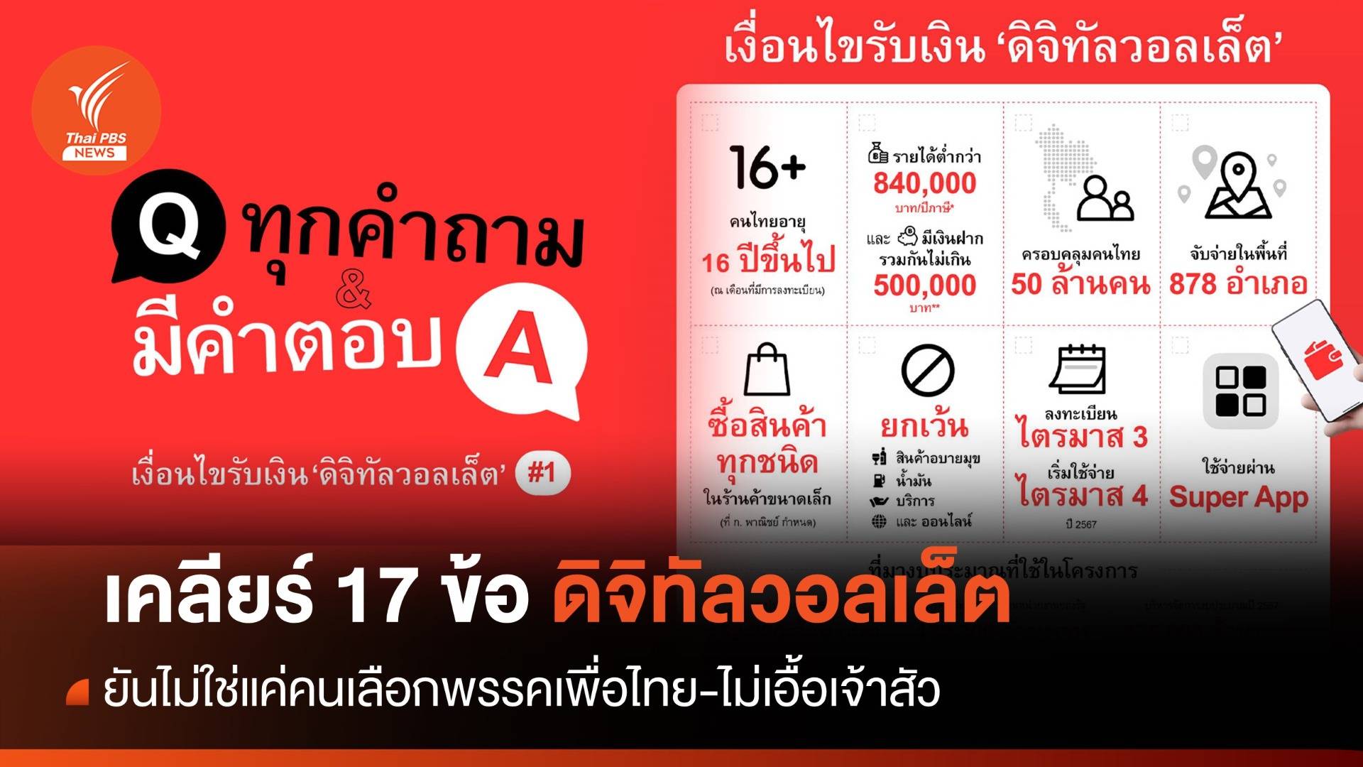 "เพื่อไทย" เคลียร์ 17 ข้อดิจิทัลวอลเล็ต-ยันไม่เอื้อเจ้าสัว