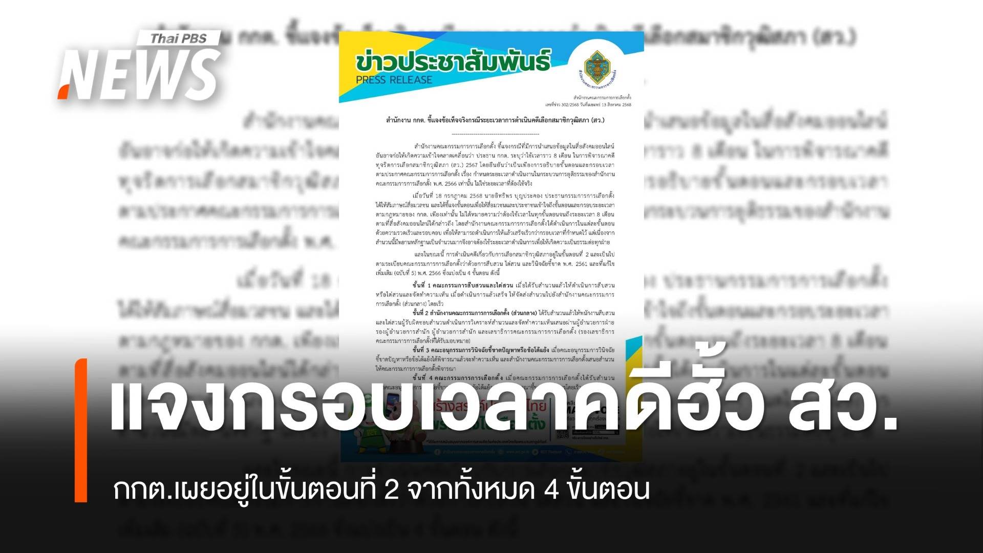 กกต.แจงกรอบเวลาดำเนินคดีฮั้ว สว. 4 ขั้นตอน ขณะนี้อยู่ในขั้นตอนที่ 2