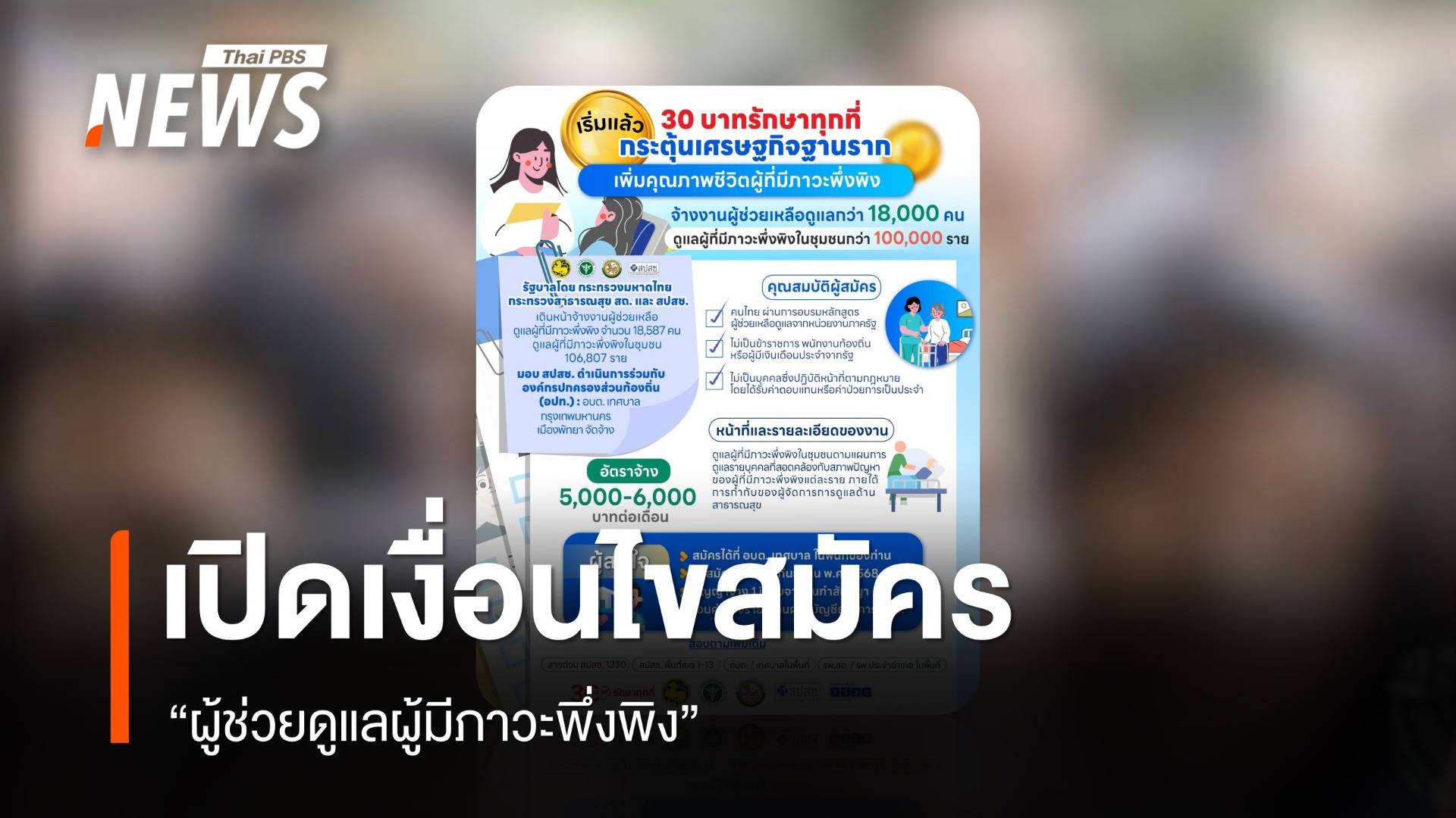 เริ่มแล้วโครงการ 30 บาทรักษาทุกที่ จ้างงาน "ผู้ช่วยดูแลผู้มีภาวะพึ่งพิง" 