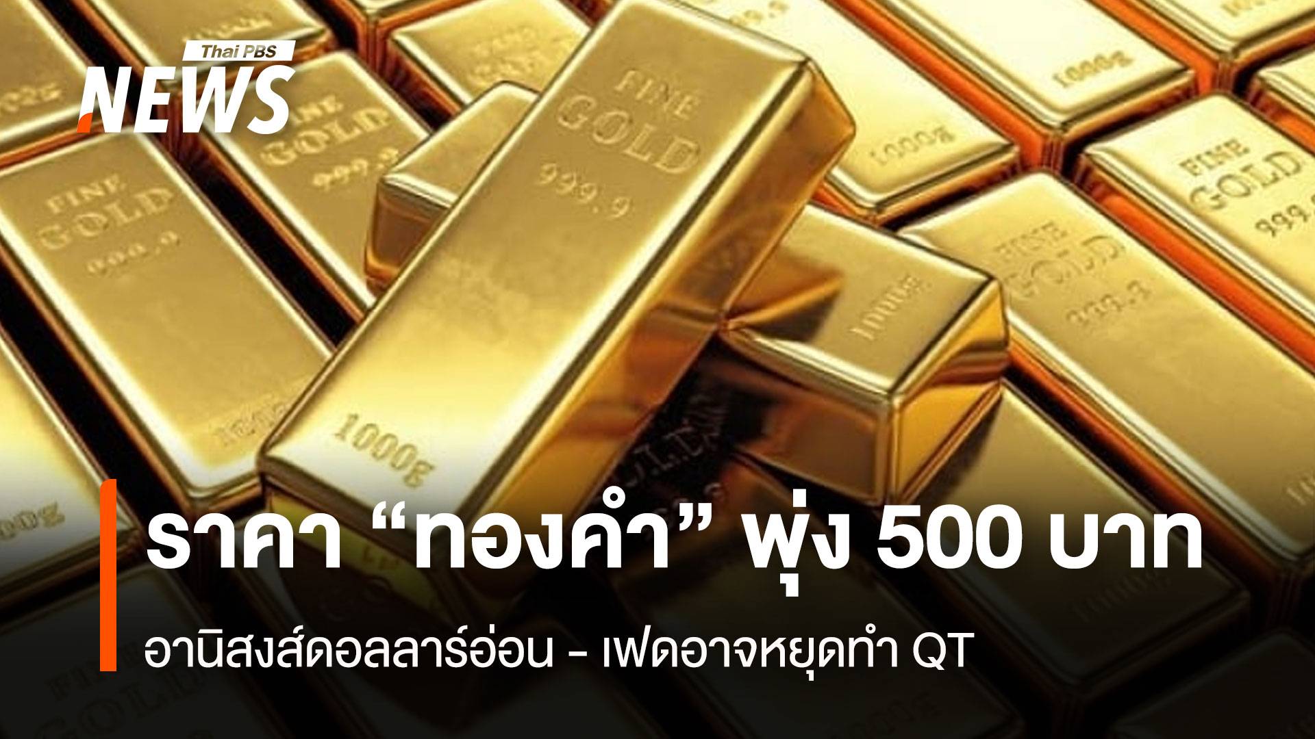 ราคา“ทองคำ”พุ่ง 500 บาท อานิสงส์ดอลลาร์อ่อน-เฟดอาจหยุดทำQT