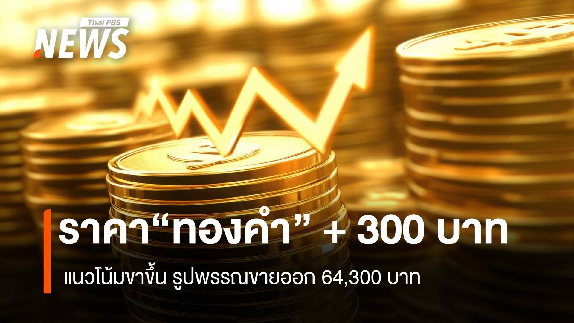 ราคา“ทองคำ” บวก 300 บาท รูปพรรณขายออก 64,300 บาท