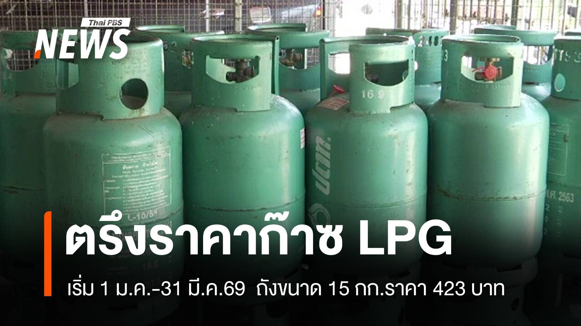 กบง.ตรึงราคาขายปลีกก๊าซหุงต้มถัง 15 กก. 423 บาท ต่ออีก 3 เดือน