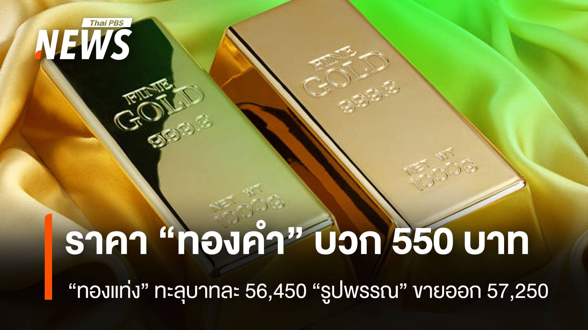 ราคา“ทองคำ” บวก 550 บาท “ทองแท่ง” ทะลุบาทละ 56,450 