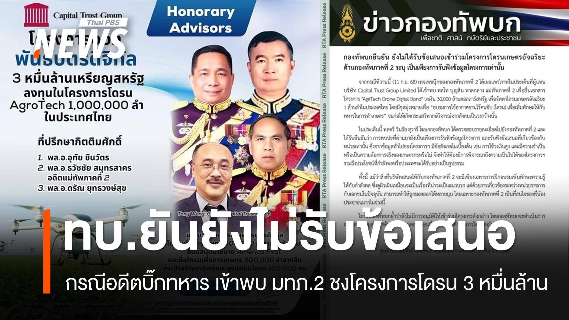 ทบ.แถลงยันยังไม่ได้เข้าร่วม “โดรนเกษตรอัจฉริยะ”