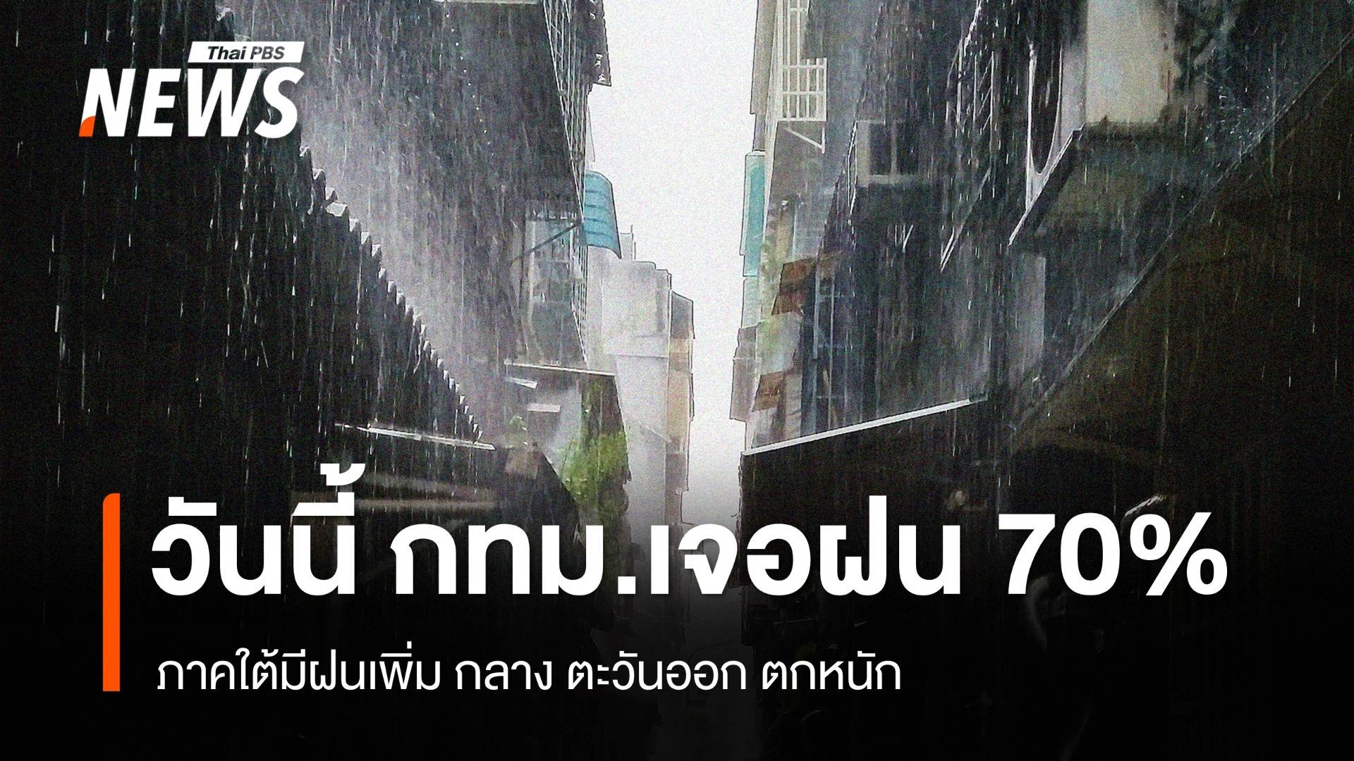 สภาพอากาศวันนี้ ภาคใต้มีฝนเพิ่ม กลาง ตะวันออก ตกหนัก - กทม.เจอฝน 70%