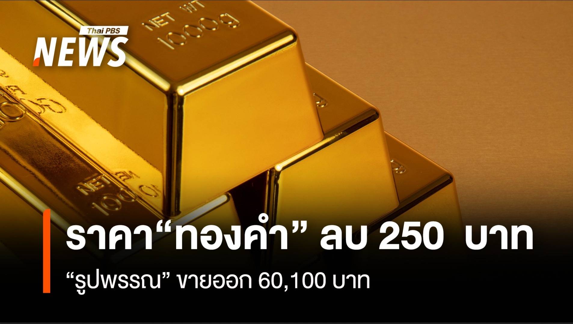 ราคา“ทองคำ” ลบ 250 บาท “รูปพรรณ” ขายออก 60,100 บาท