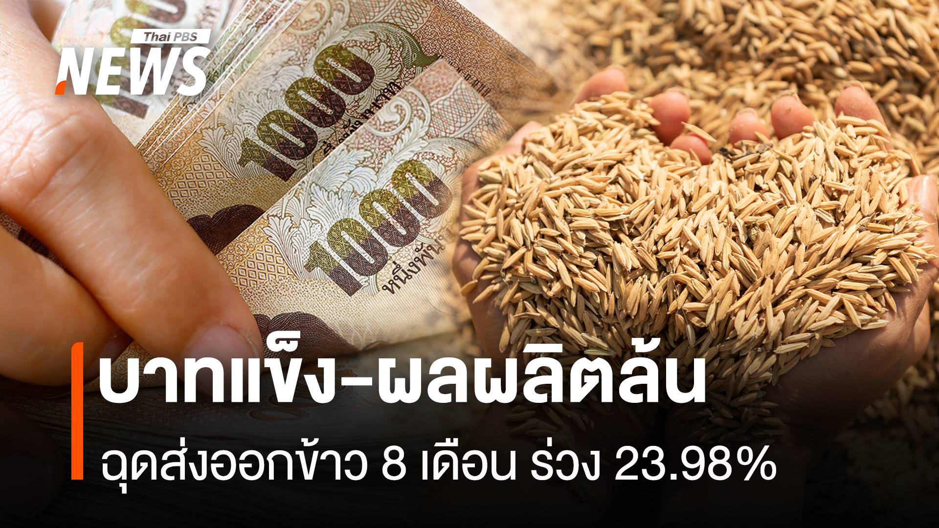 บาทแข็ง-ผลผลิตล้น ฉุดส่งออกข้าว 8 เดือน ร่วง 23.98%