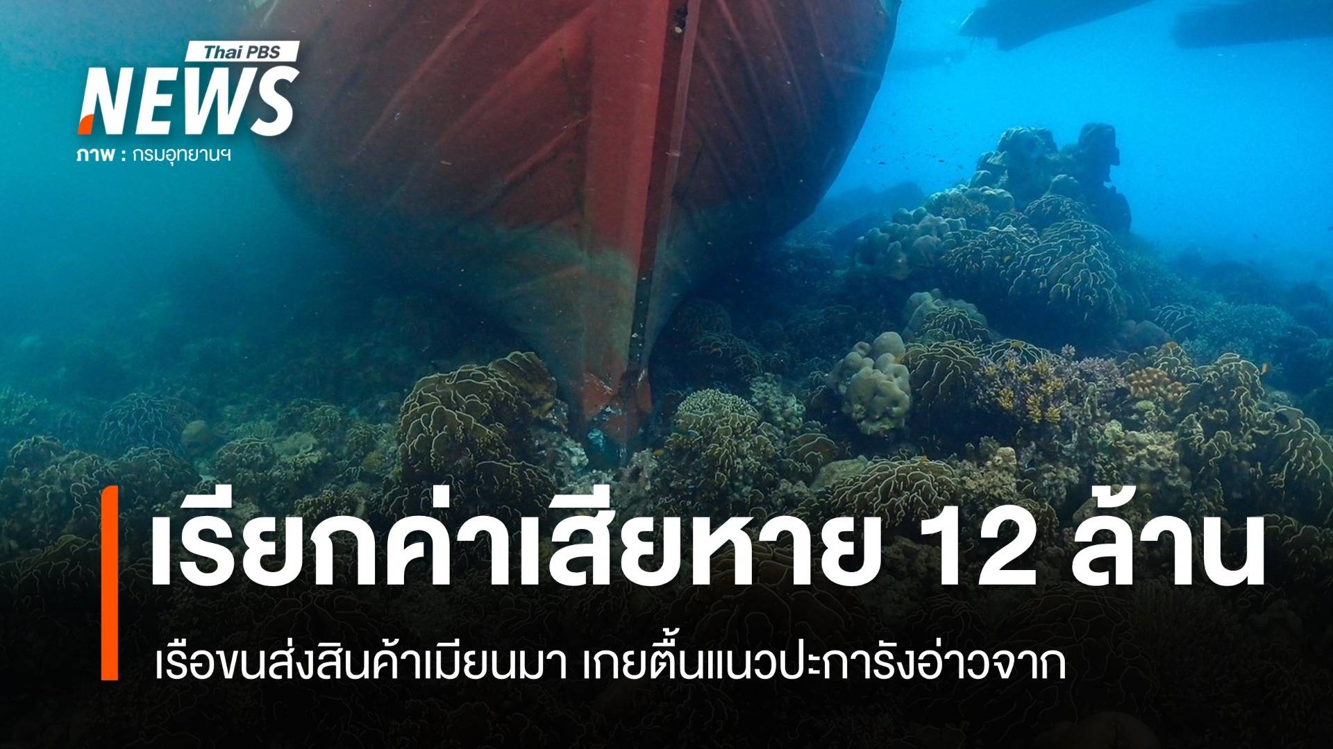 กรมอุทยานฯ เรียกค่าเสียหาย 12 ล้าน เรือขนส่งเกยตื้นแนวปะการัง
