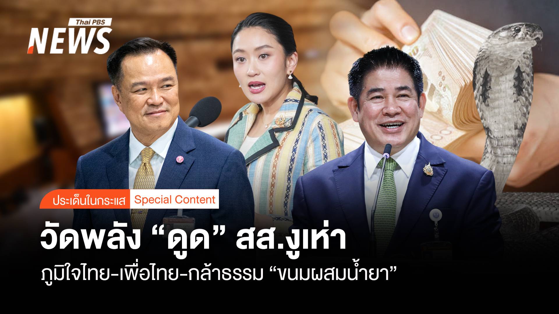 พลังดูด "ภูมิใจไทย-เพื่อไทย-กล้าธรรม" สส.งูเห่า "ขนมผสมน้ำยา"