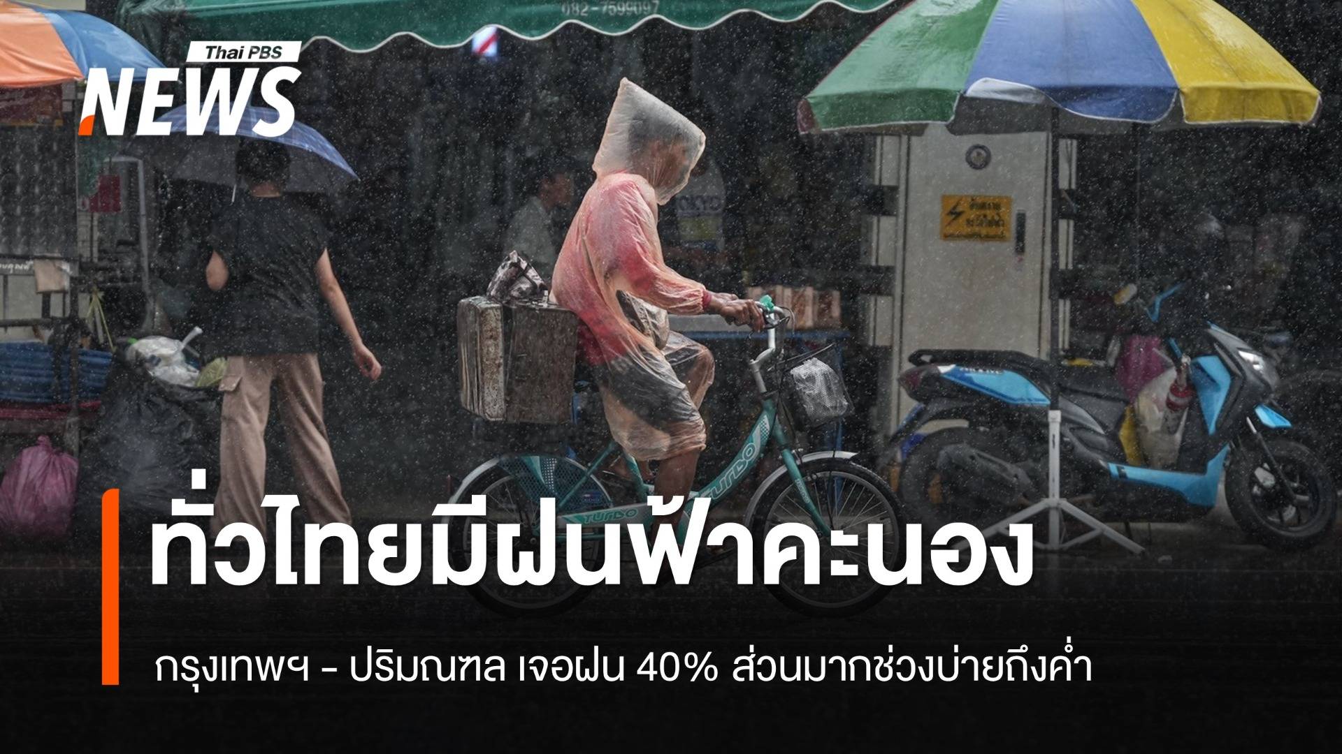 สภาพอากาศวันนี้ ทั่วไทยมีฝนฟ้าคะนอง กทม.เจอฝน 40%