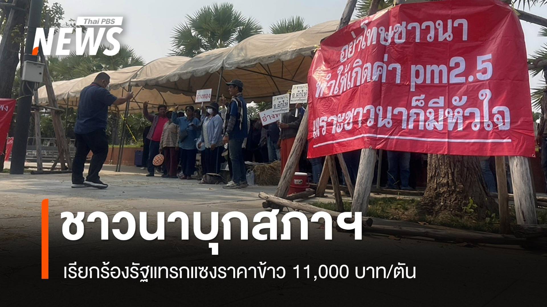 ชาวนาบุกสภาฯ เรียกร้องรัฐแทรกแซงราคาข้าว 11,000 บาท/ตัน