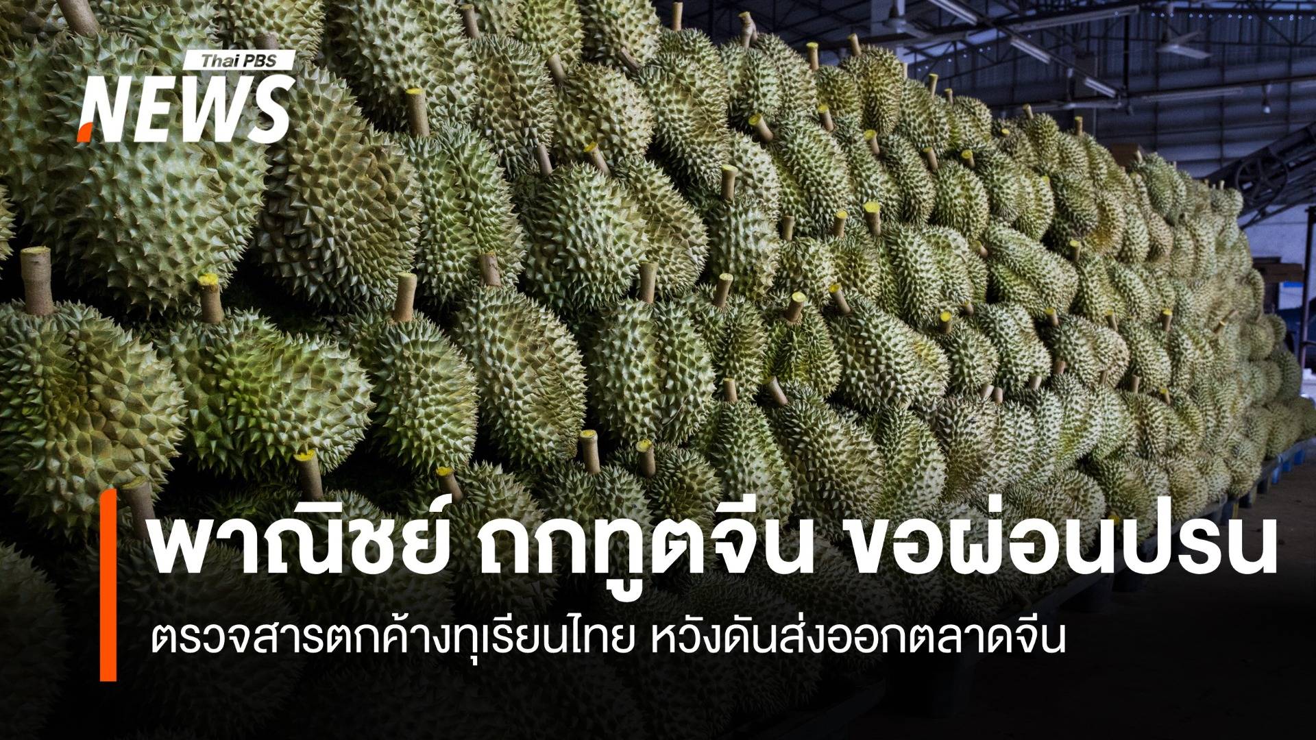 พาณิชย์ ถกทูตจีน ขอผ่อนปรน ตรวจสารตกค้างทุเรียนไทย หวังดันส่งออกตลาดจีน