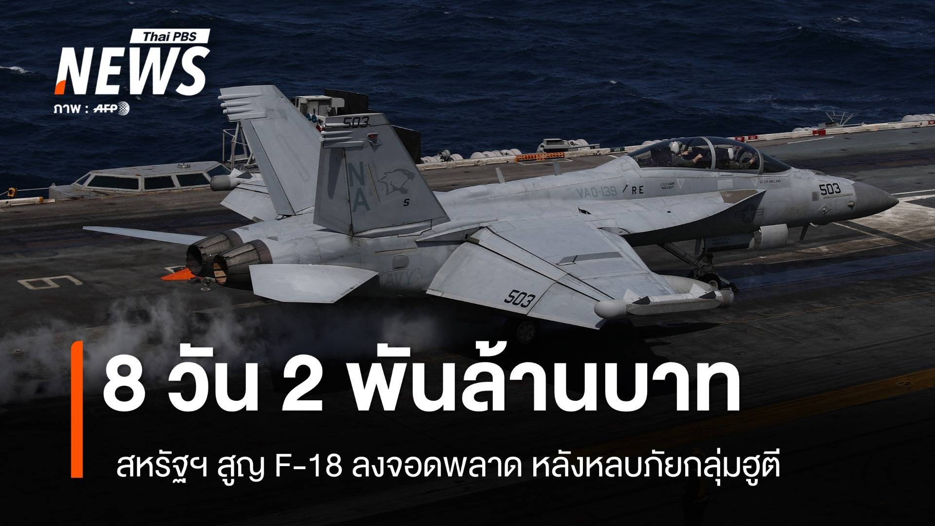 2 ลำใน 8 วัน สหรัฐฯ สูญ F-18 ลงจอดพลาด หลังหลบภัยกลุ่มฮูตี