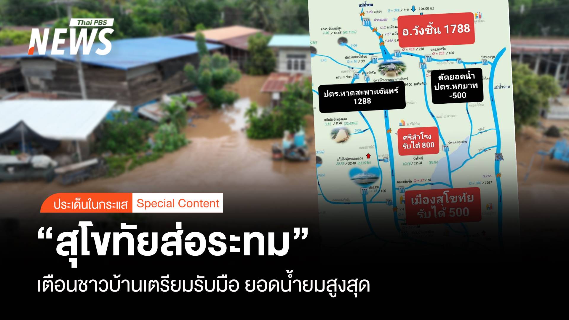 "สุโขทัยส่อระทม" เตือนชาวบ้านเตรียมรับมือ "ยอดน้ำยมสูงสุด "