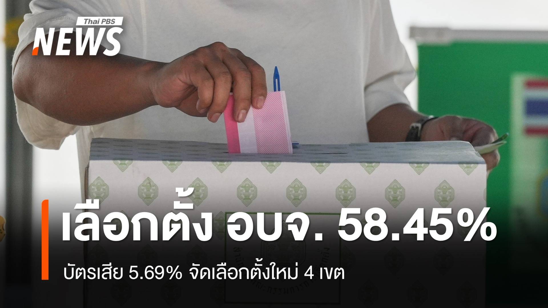 สรุปเลือกตั้ง อบจ.58.45% บัตรเสีย 5.69% เช็ก 5 จังหวัดใช้สิทธิมากสุด