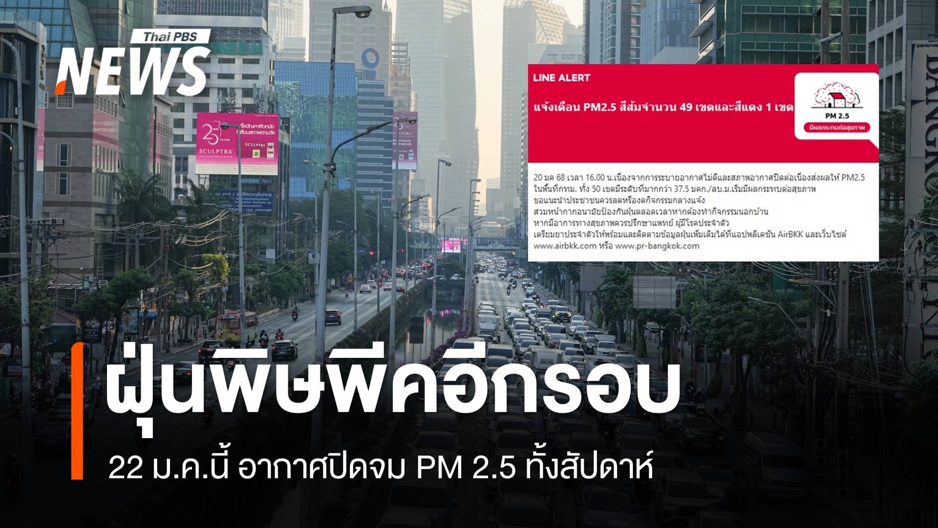 อากาศปิด! 22 ม.ค.นี้เตือนกทม.ฝุ่นพิษพีคสีแดงอีกรอบ