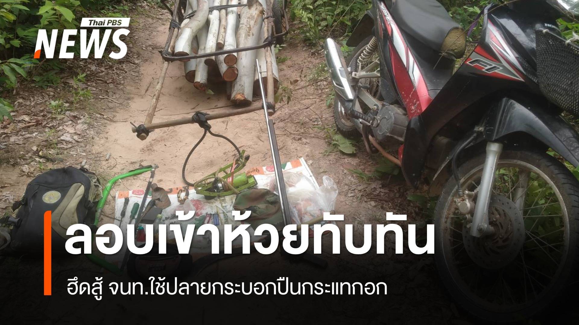 มอดไม้เหิมลอบเข้า ขสป.ห้วยทับทันตัดไม้-พกปืน-ยาบ้า