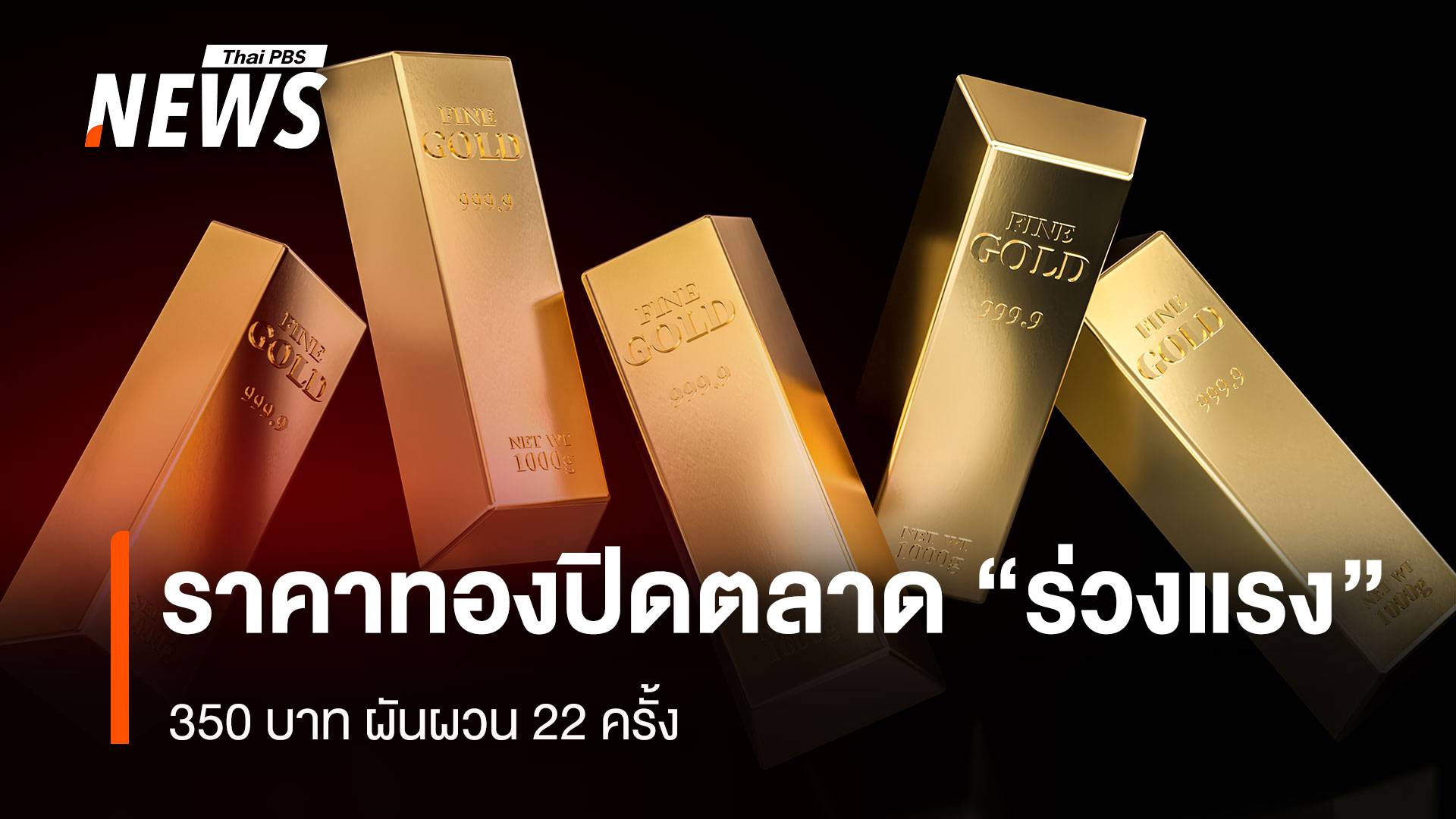 ราคาทองปิดตลาด "ร่วงแรง" 350 บาท ผันผวน 22 ครั้ง