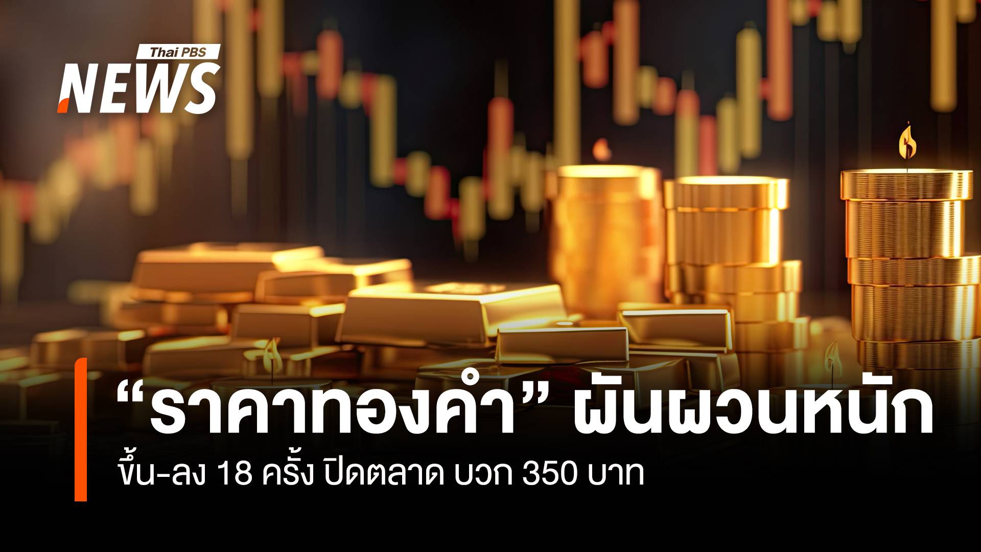 "ราคาทองคำ" ผันผวนหนัก ขึ้น-ลง 18 ครั้ง ปิดตลาด บวก 350 บาท