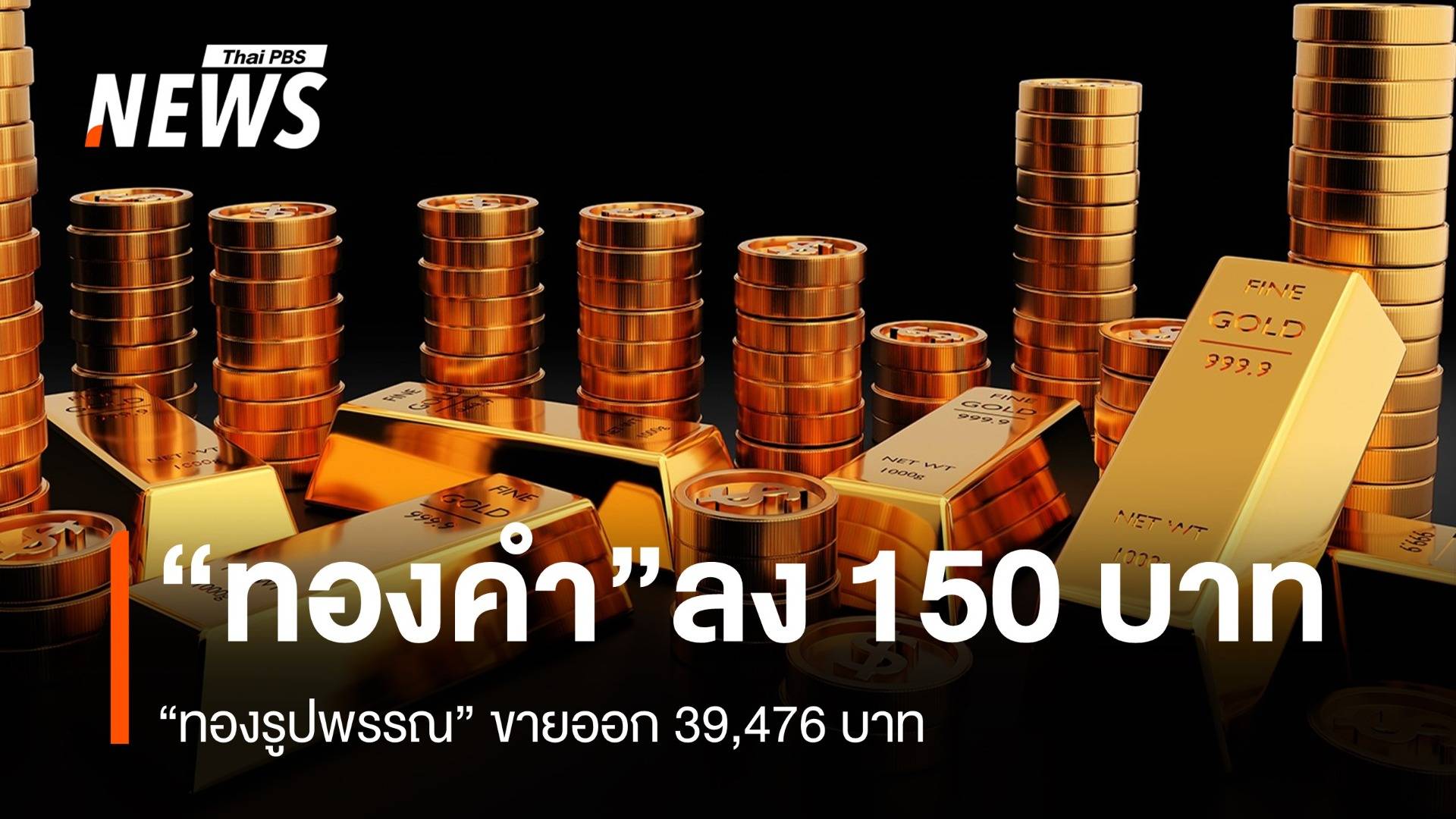 "ราคาทอง" ลง 150 บาท "รูปพรรณ" ขายออก 39,476 บาท