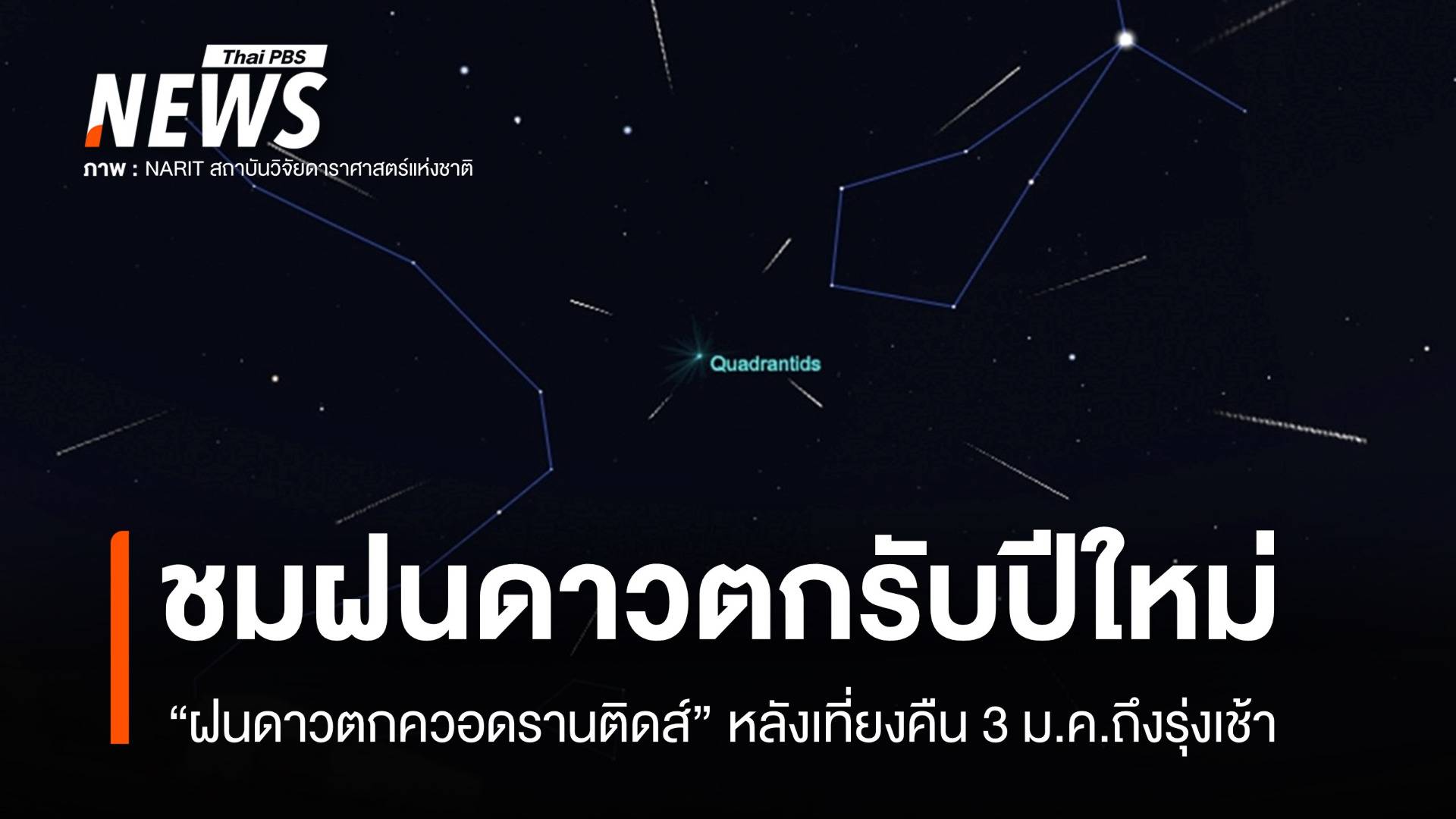 หลังเที่ยงคืนนี้ชม “ฝนดาวตกควอดรานติดส์” คาดตกสูงสุด 80 ดวง/ชม.