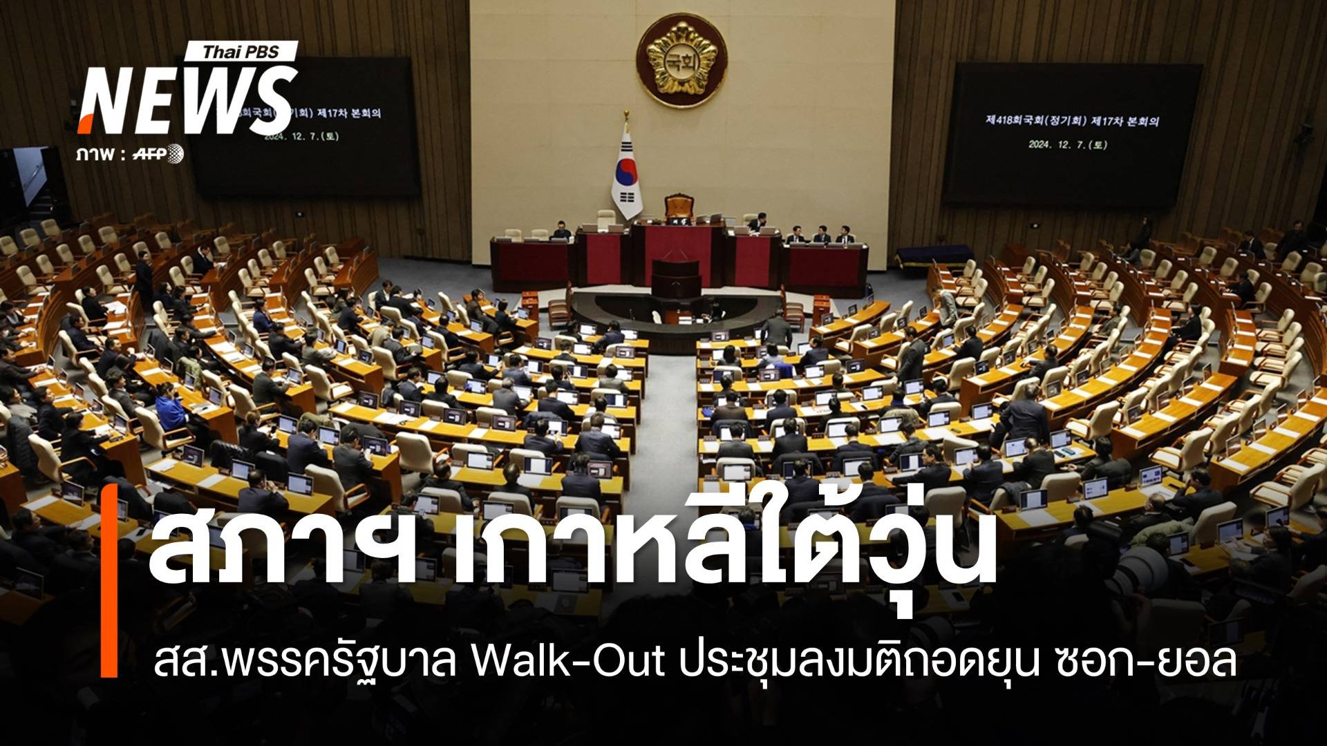 ส่อวืด! สส.พรรครัฐบาล Walk-Out ลงมติถอดถอน ปธน.เกาหลีใต้