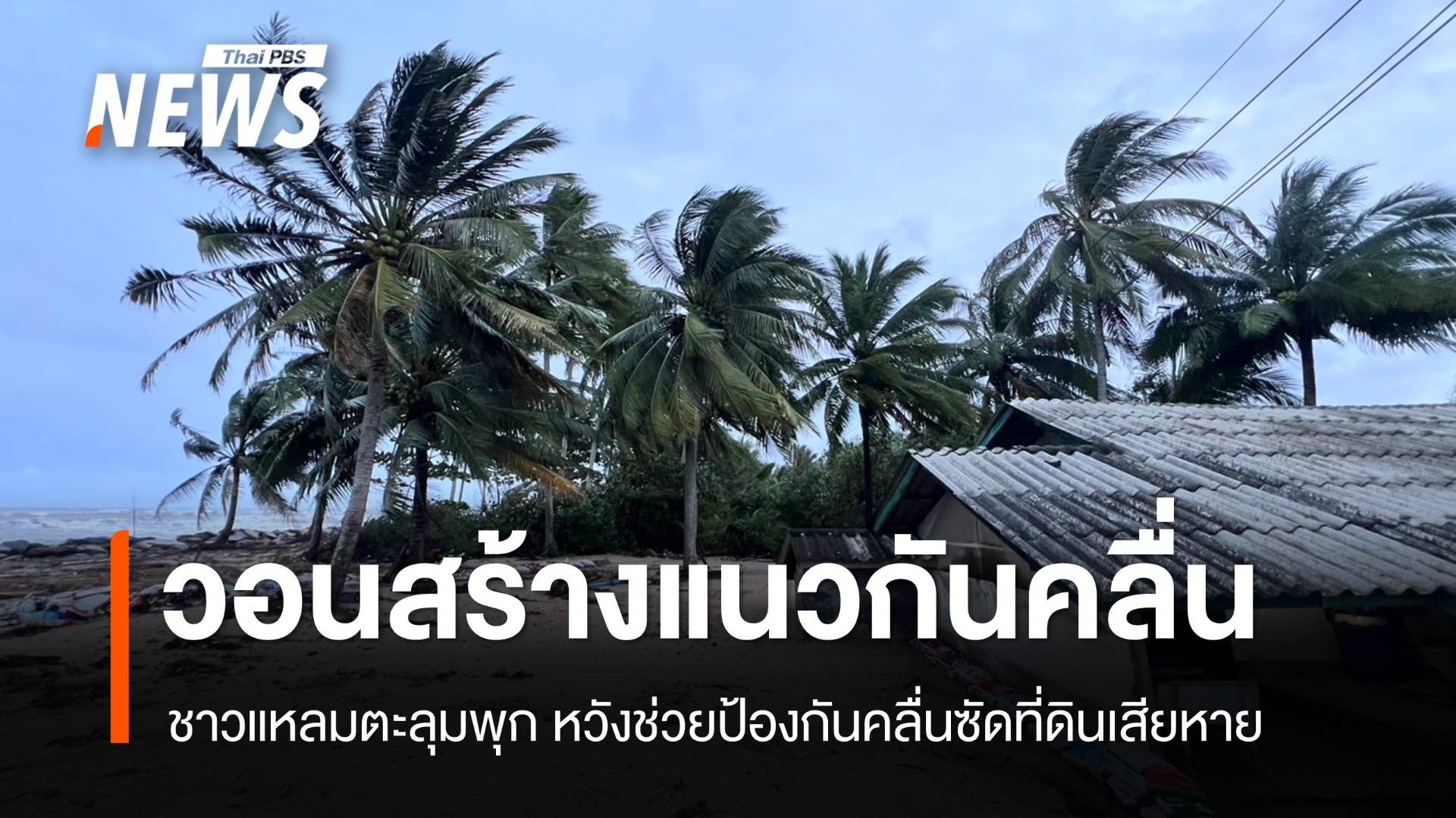 ชาวแหลมตะลุมพุกวอนสร้างแนวกันคลื่น หลังคลื่นซัดชายฝั่งที่ดินเสียหาย