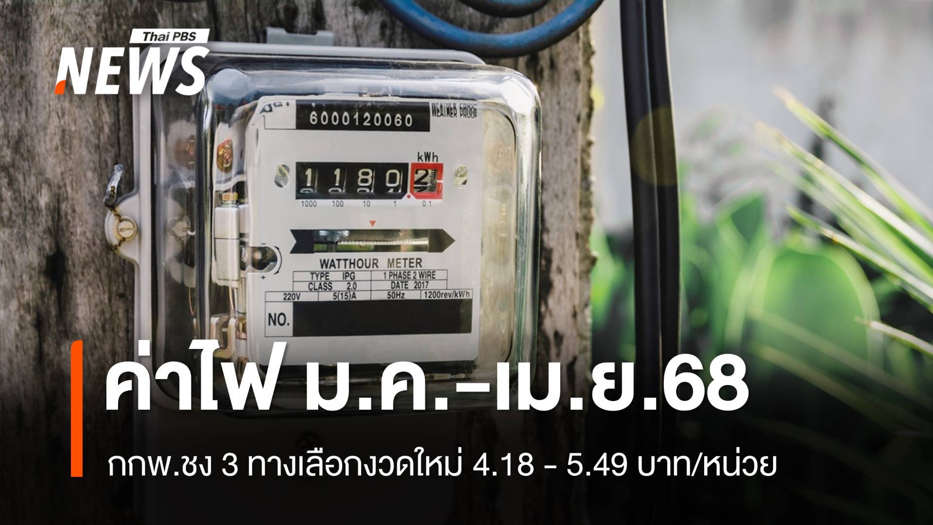 กกพ.ชง 3 ทางเลือกค่าไฟ ม.ค.-เม.ย.68 ที่ 4.18 - 5.49 บ./หน่วย