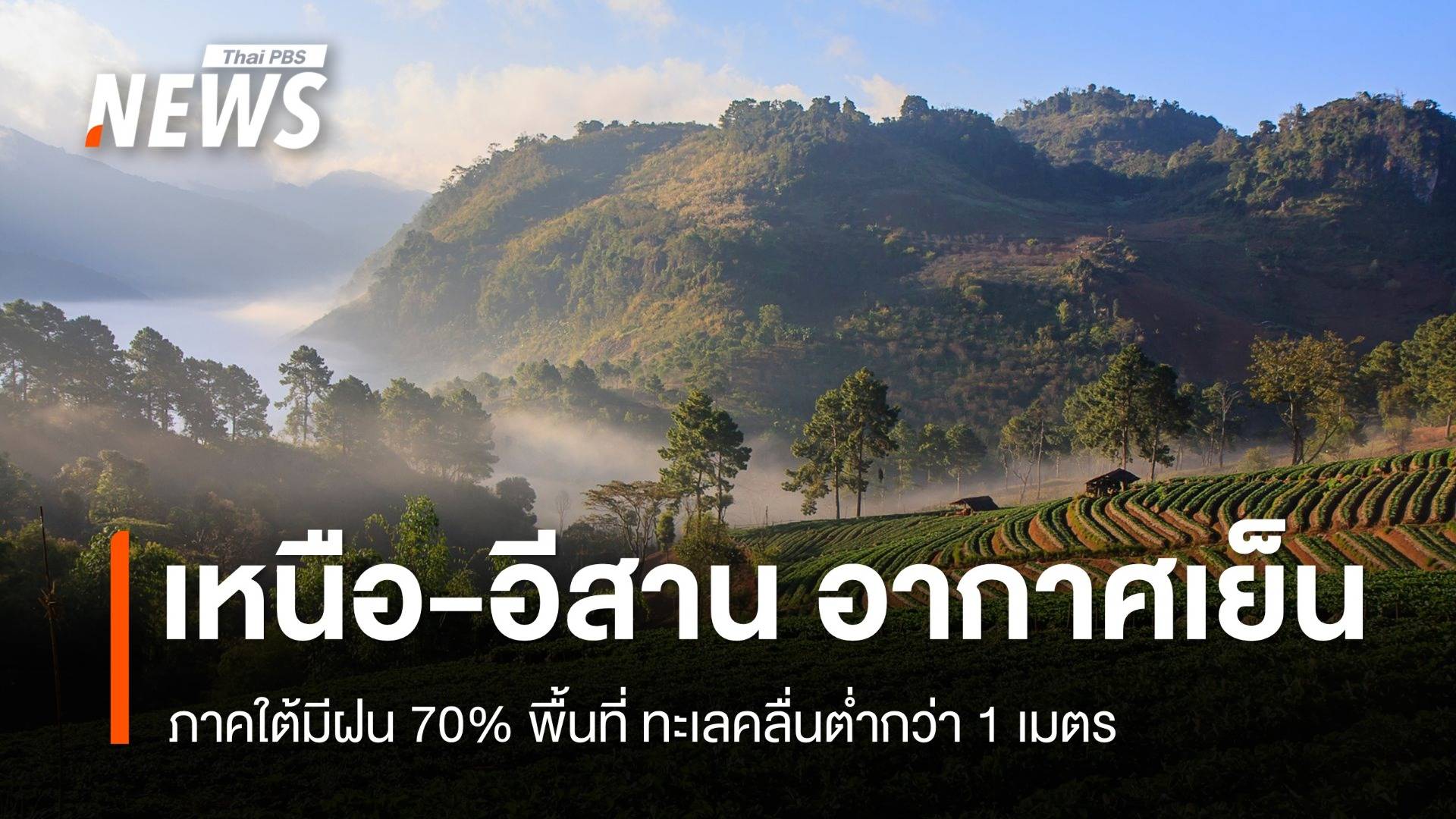 สภาพอากาศวันนี้ เหนือ-อีสานอากาศเย็นช่วงเช้า ใต้ฝน 70% พื้นที่ 