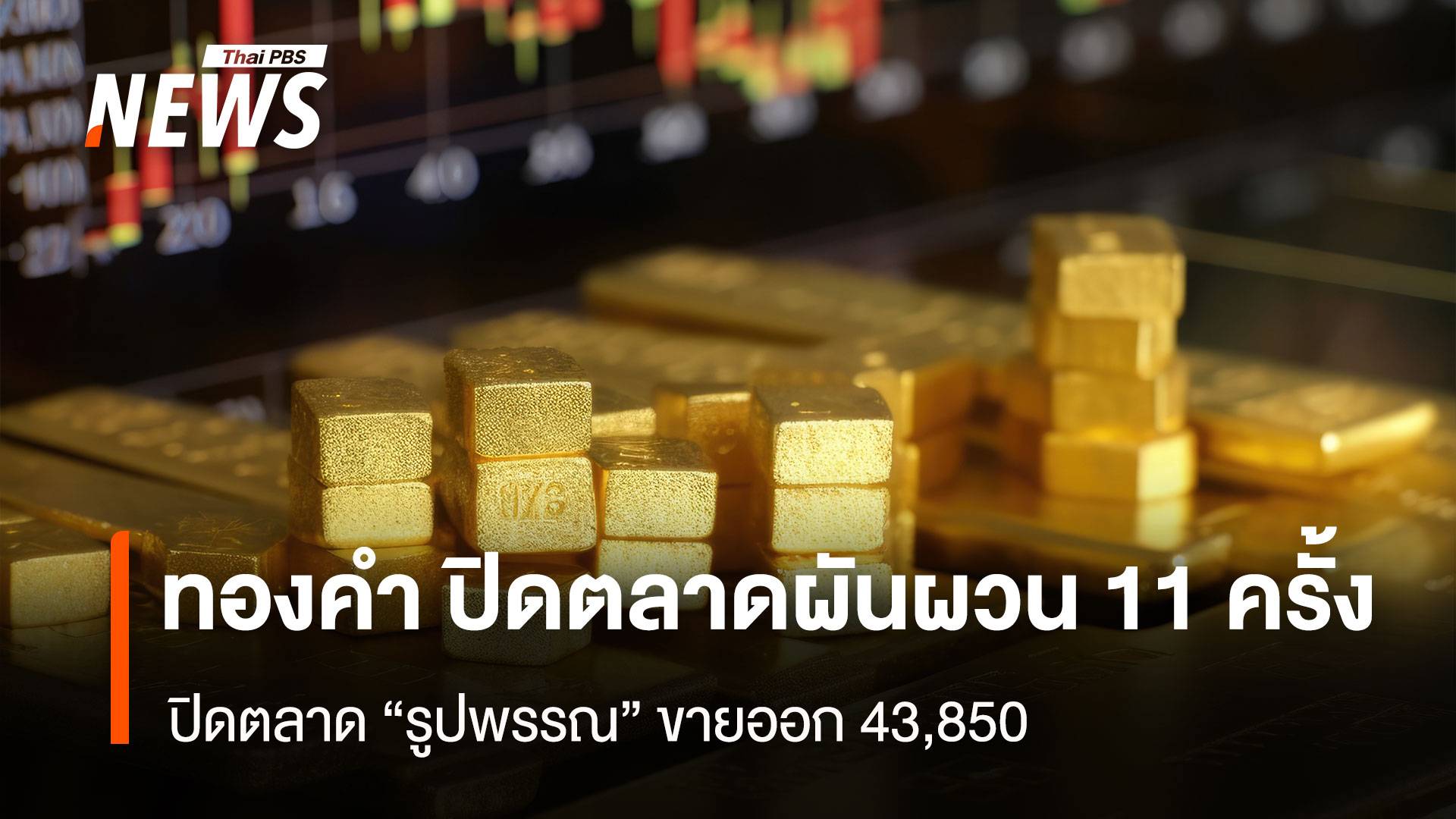 ทองคำ ปิดตลาดผันผวน 11 ครั้ง ปิดตลาด “รูปพรรณ” ขายออก 43,850