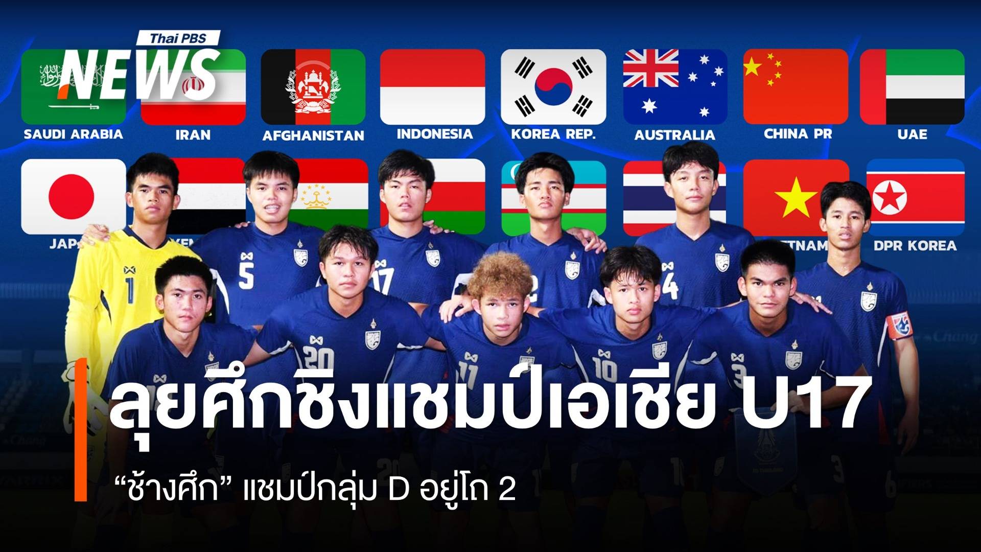 ครบ 16 ทีม ศึกฟุตบอลชิงแชมป์เอเชีย U17 รอบสุดท้าย