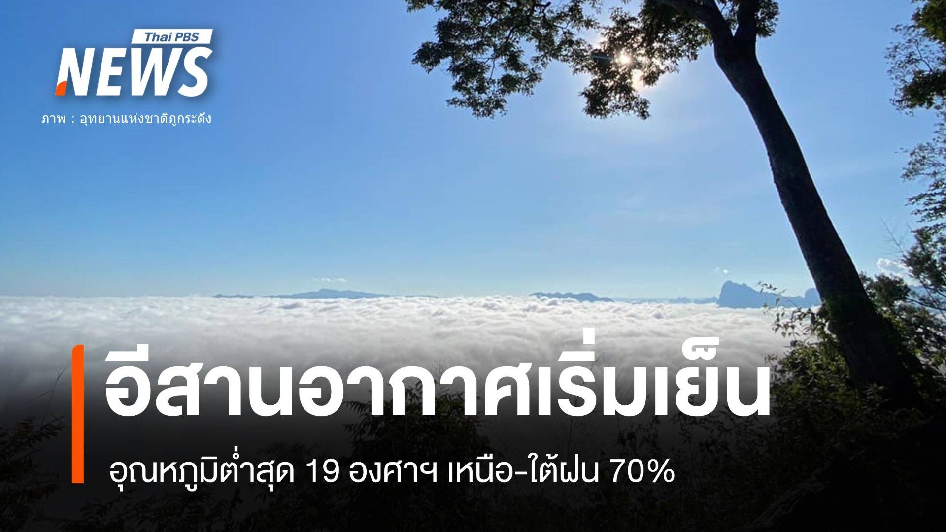 "อีสาน" อากาศเย็นอุณหภูมิ 19 องศาฯ เหนือ-ใต้ฝนร้อยละ 60