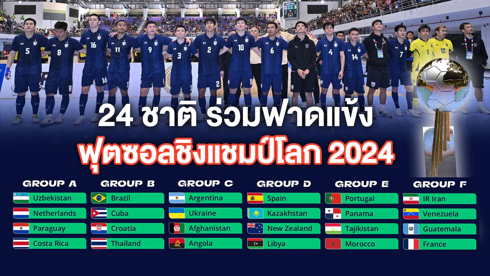 24 ชาติ ร่วมฟาดแข้ง ฟุตซอลชิงแชมป์โลก 2024
