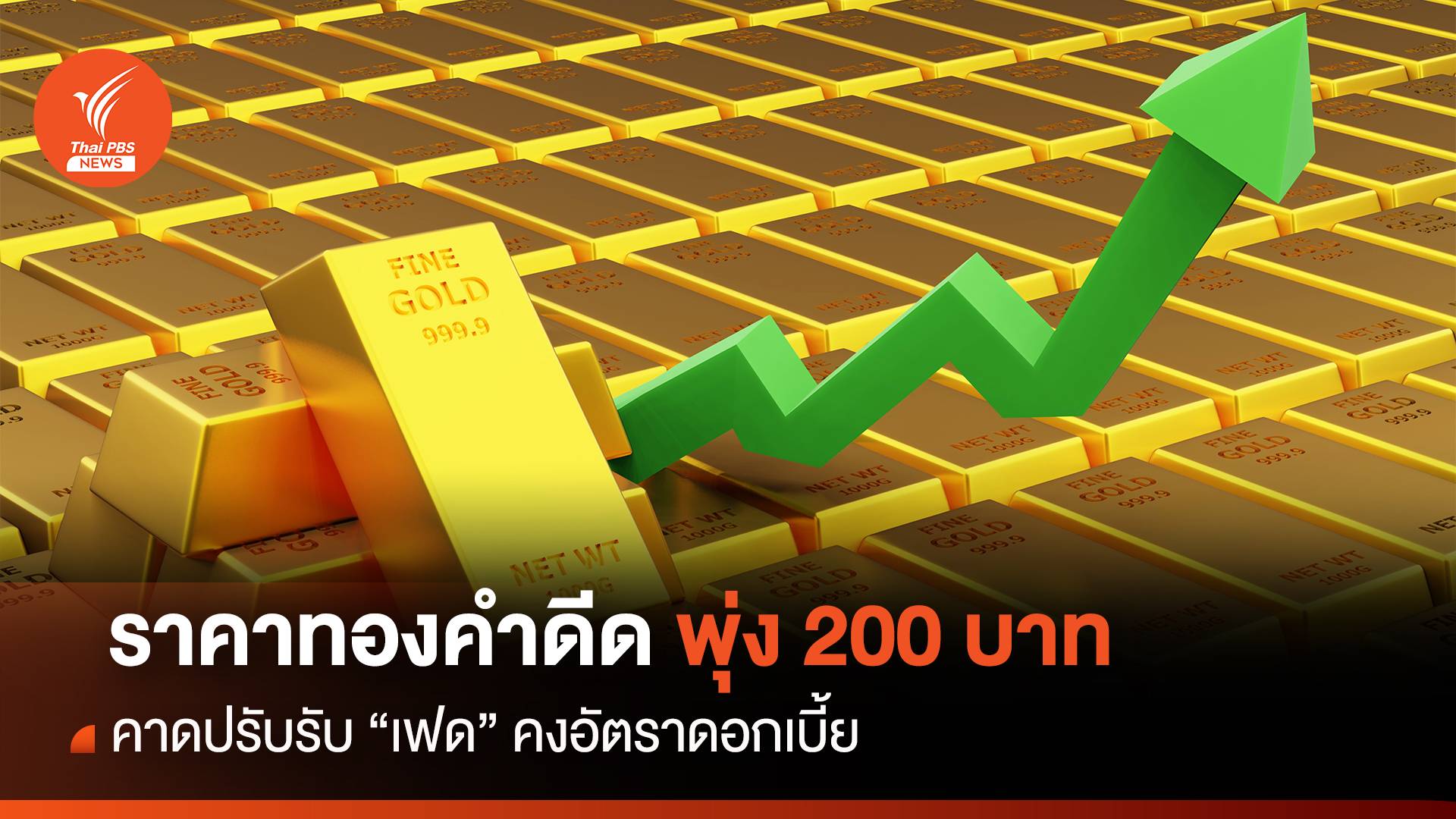 ราคาทองคำดีด ! พุ่ง 200 บาท คาดปรับรับ "เฟด" คงอัตราดอกเบี้ย