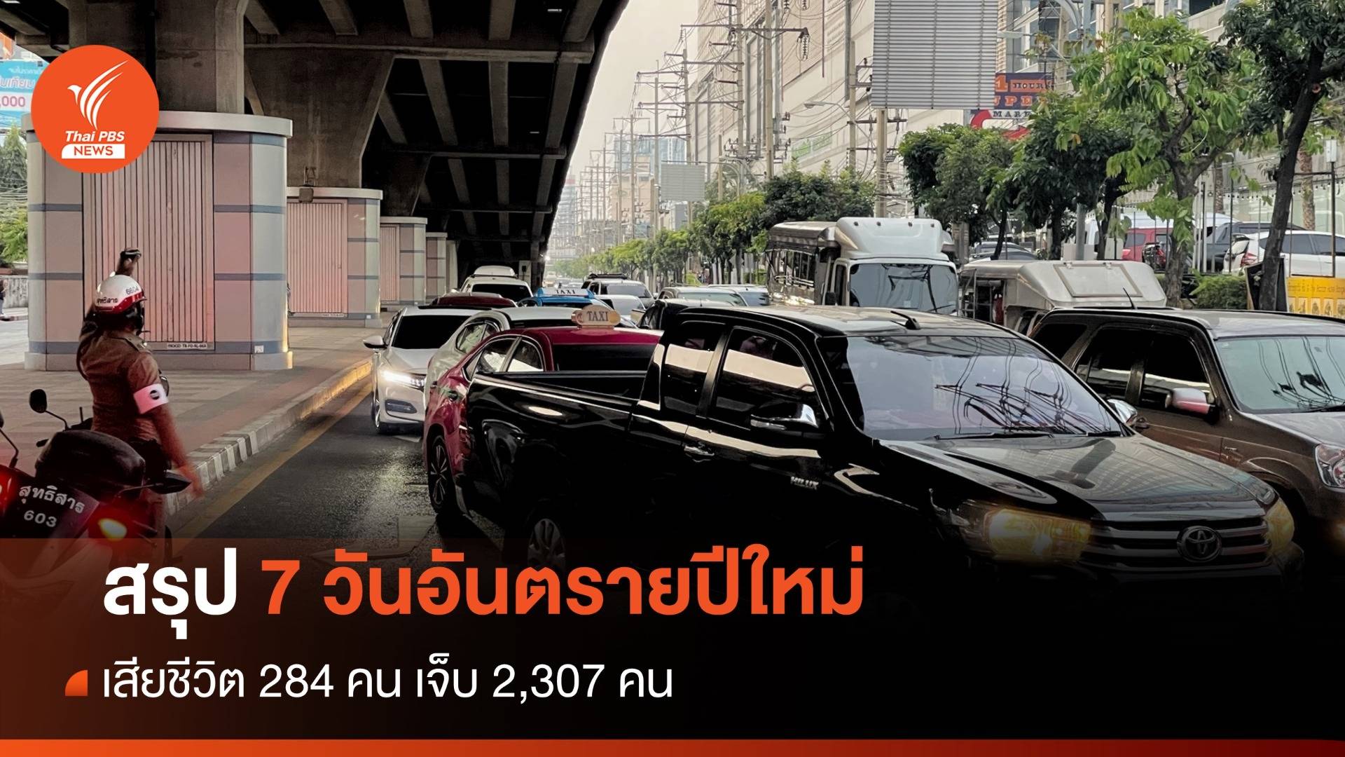 สรุป 7 วันอันตรายปีใหม่ตาย 284 เจ็บ 2,307 ตายเป็นศูนย์ 11 จังหวัด