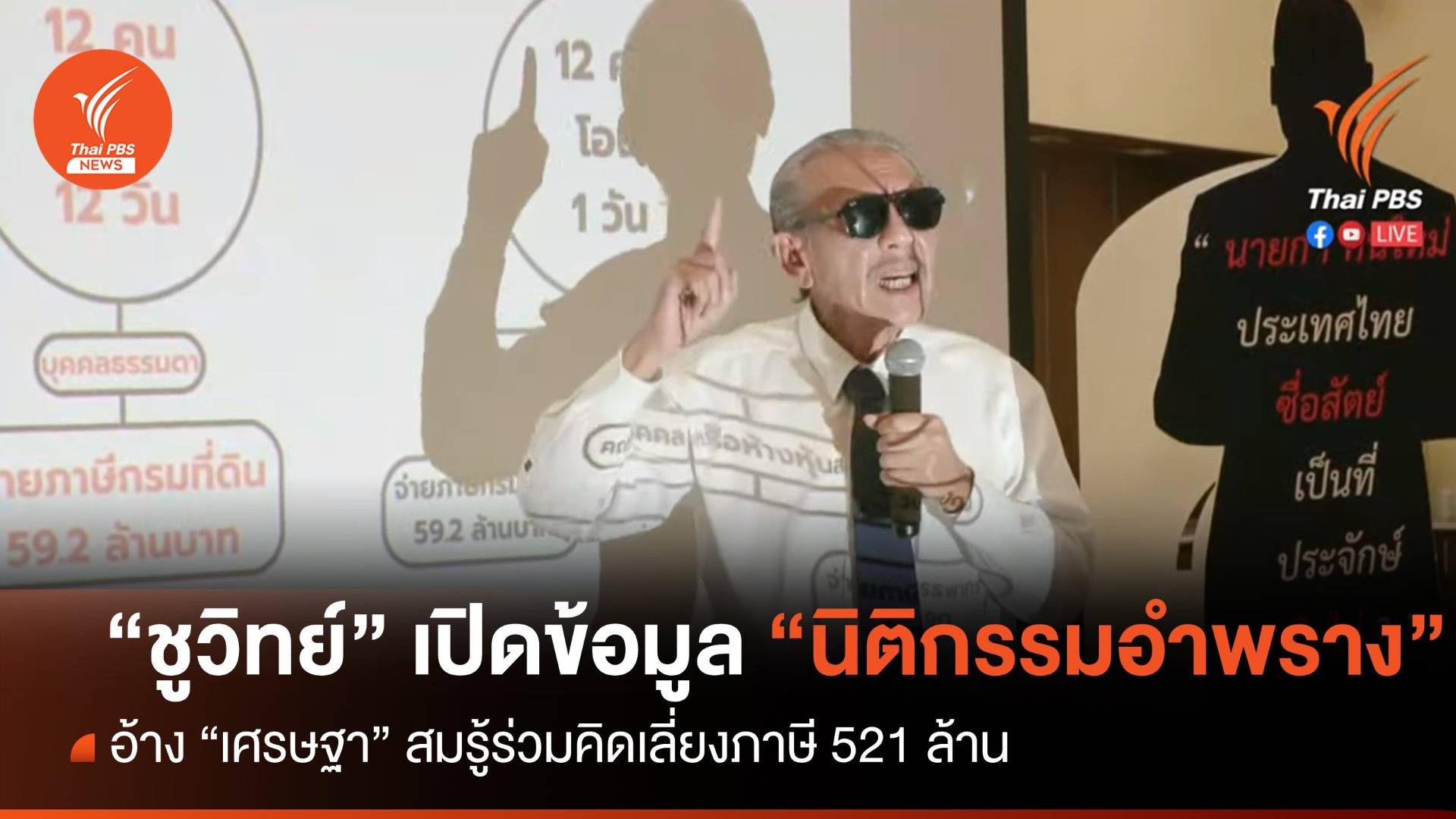 "ชูวิทย์" เปิดข้อมูลอ้าง "เศรษฐา" ทำนิติกรรมอำพราง เลี่ยงภาษี 521 ล้าน